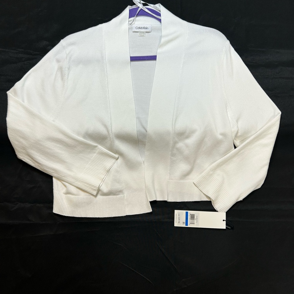 Calvin Klein Women's White Crop Cardigan